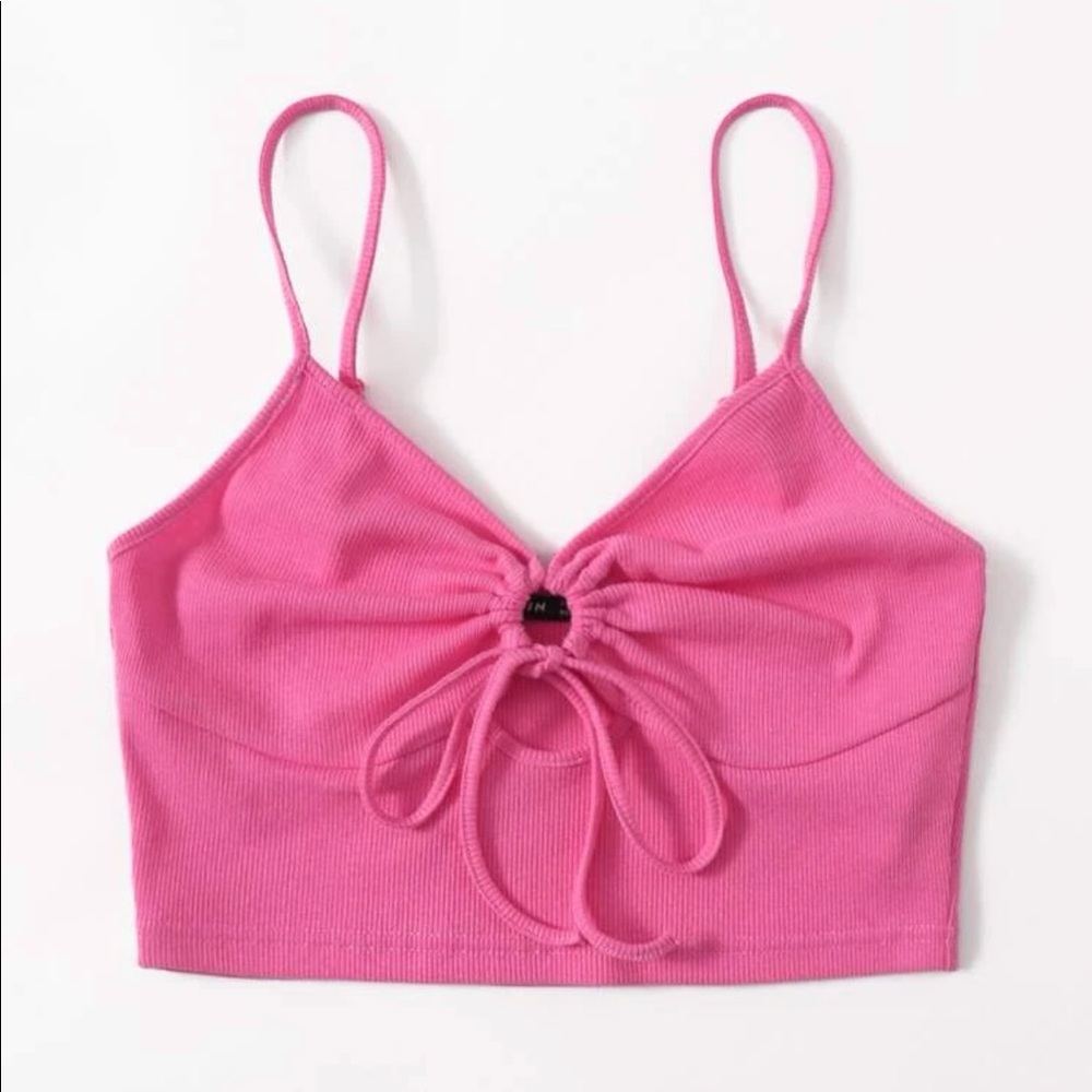 Women’s Small Pink Cropped Ribbed Tank Top